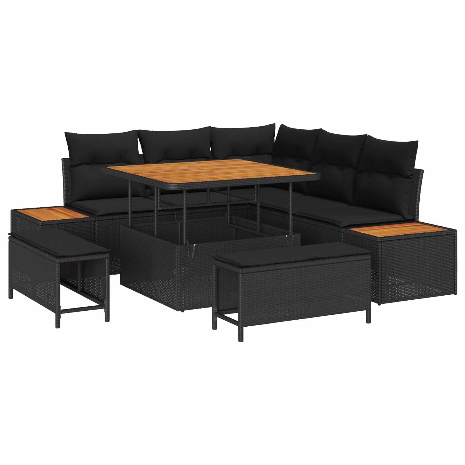 Gartensofa-set 8 stk. 7-Sitzanzahl Schwarz