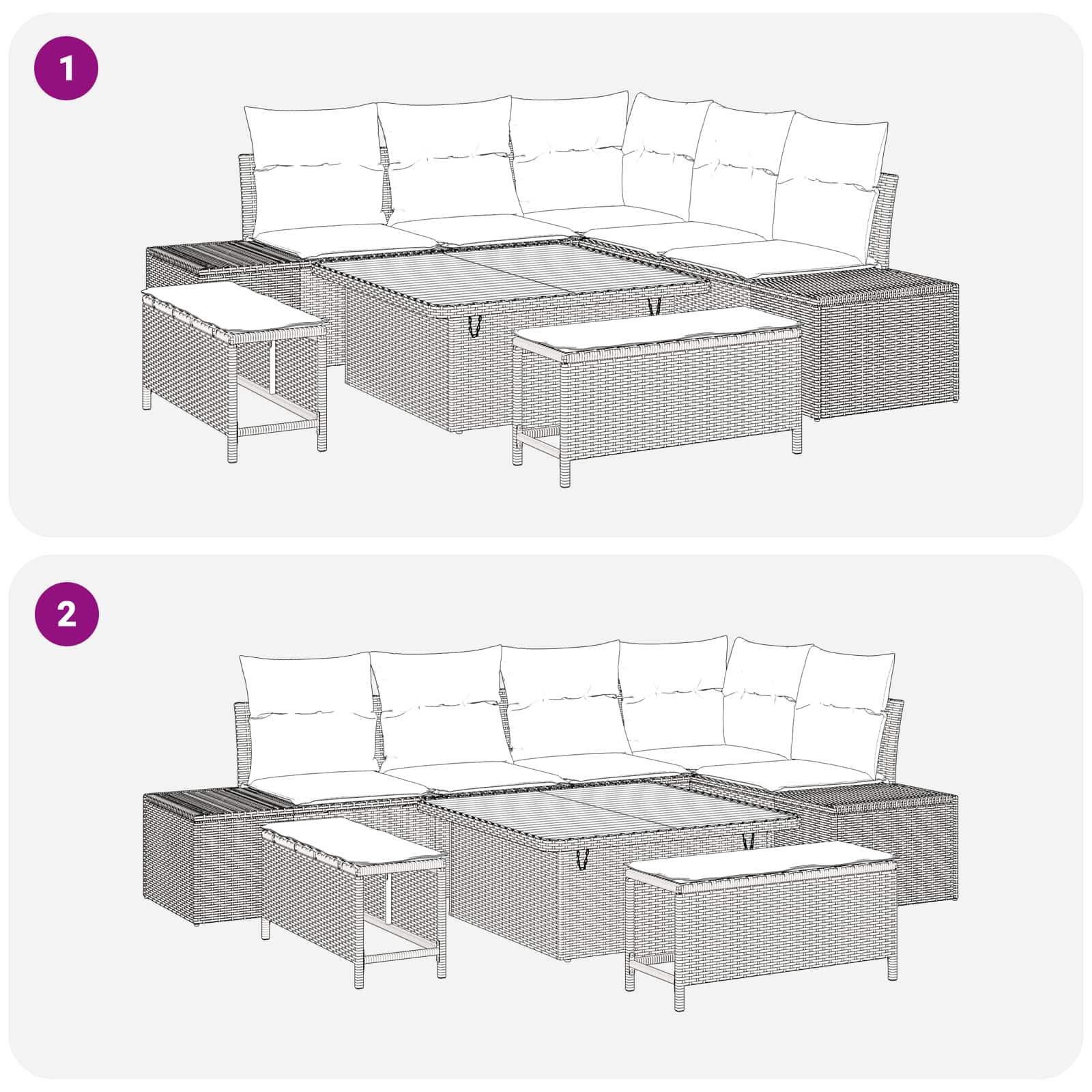Gartensofa-set 8 stk. 7-Sitzanzahl Schwarz