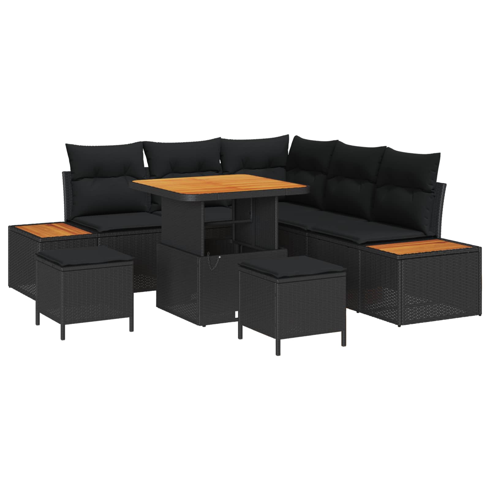 Gartensofa-set 8 stk. 7-Sitzanzahl Schwarz