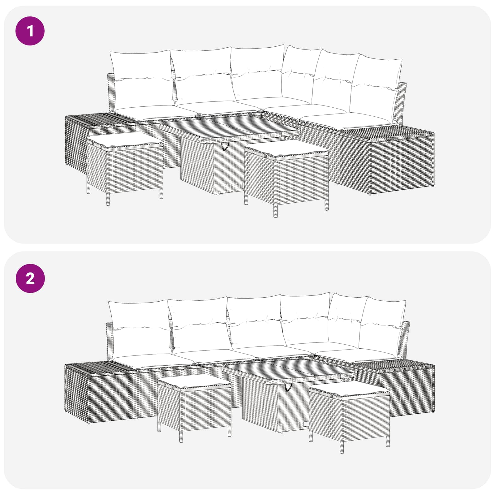 Gartensofa-set 8 stk. 7-Sitzanzahl Schwarz