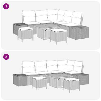 Gartensofa-set 8 stk. 7-Sitzanzahl Schwarz