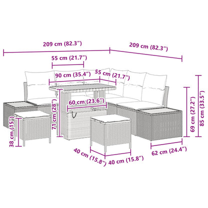 Gartensofa-set 8 stk. 7-Sitzanzahl Schwarz