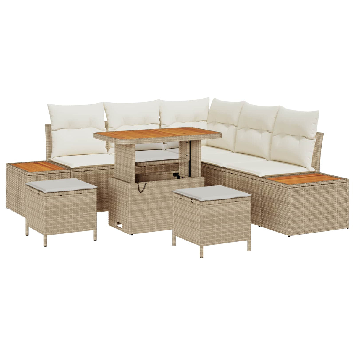Gartensofa-set 8 stk. 7-Sitzanzahl Beige und Creme