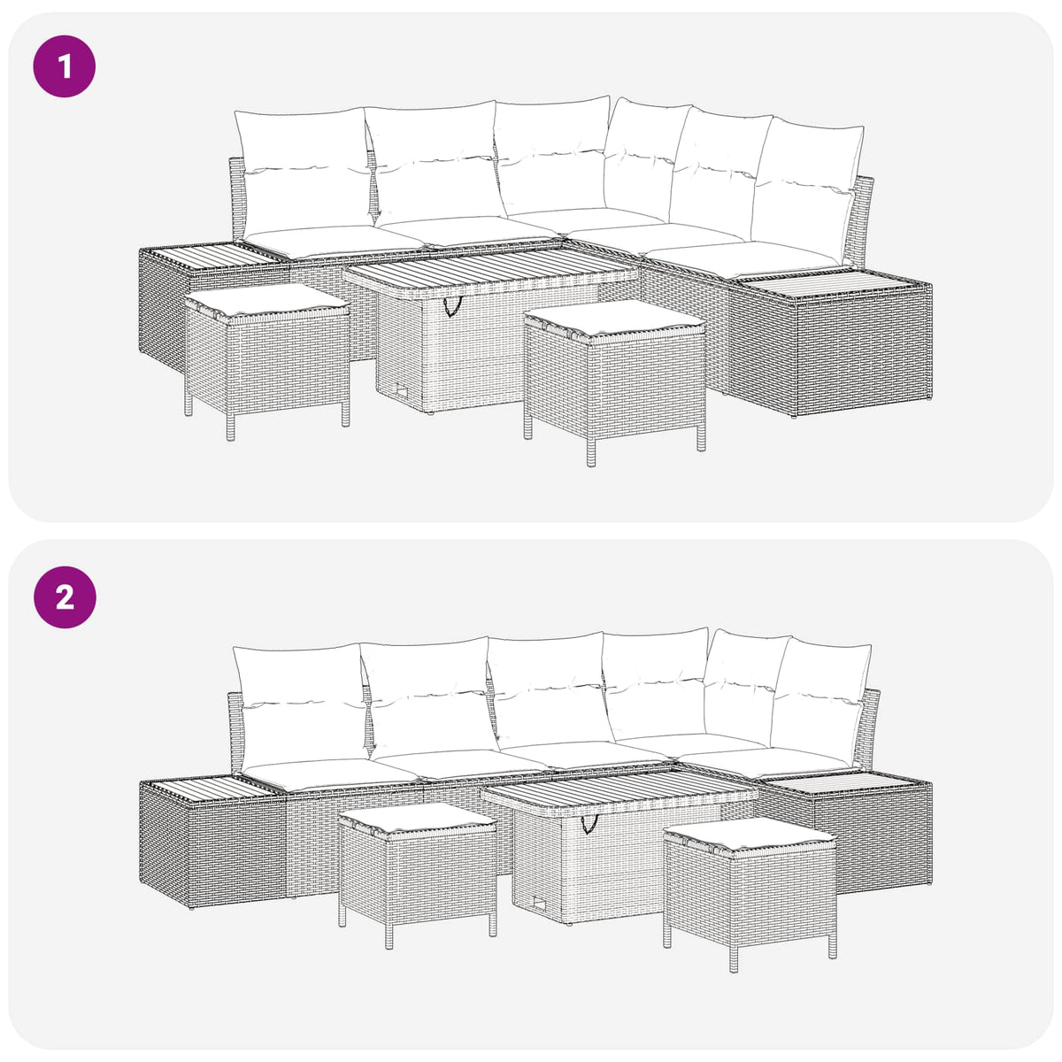 Gartensofa-set 8 stk. 7-Sitzanzahl Beige und Creme