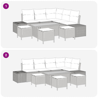 Gartensofa-set 9 stk. 8-Sitzanzahl Schwarz