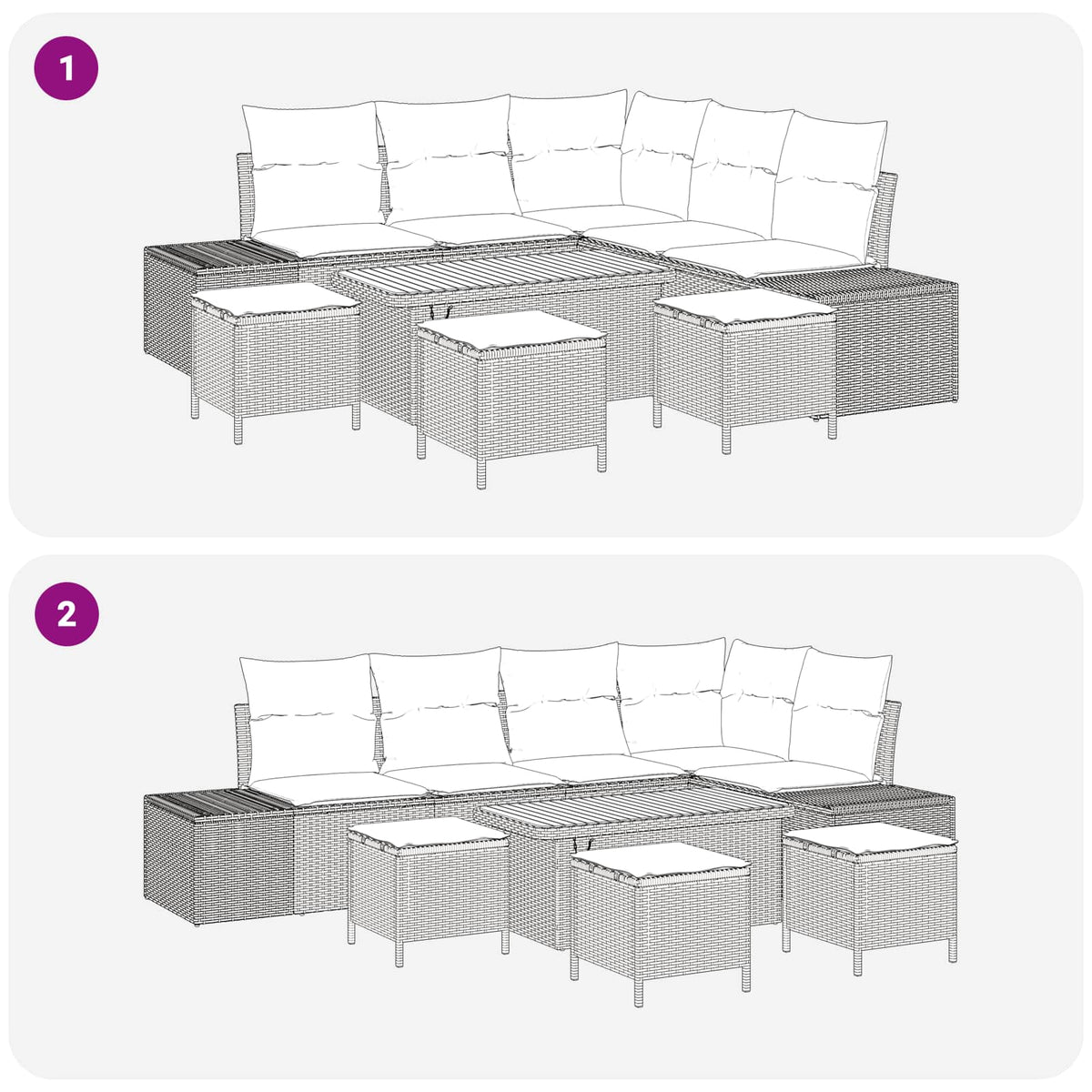 Gartensofa-set 9 stk. 8-Sitzanzahl Beige und Creme