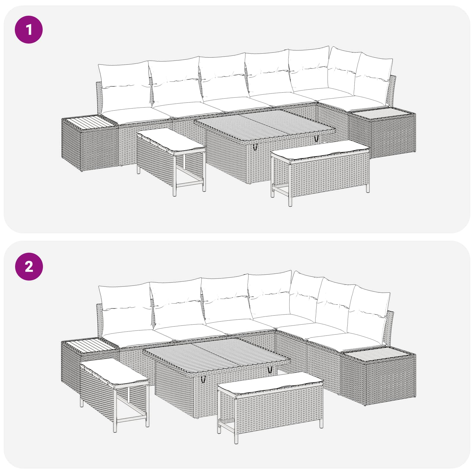 Gartensofa-set mit Kissen 9 pcs Schwarz