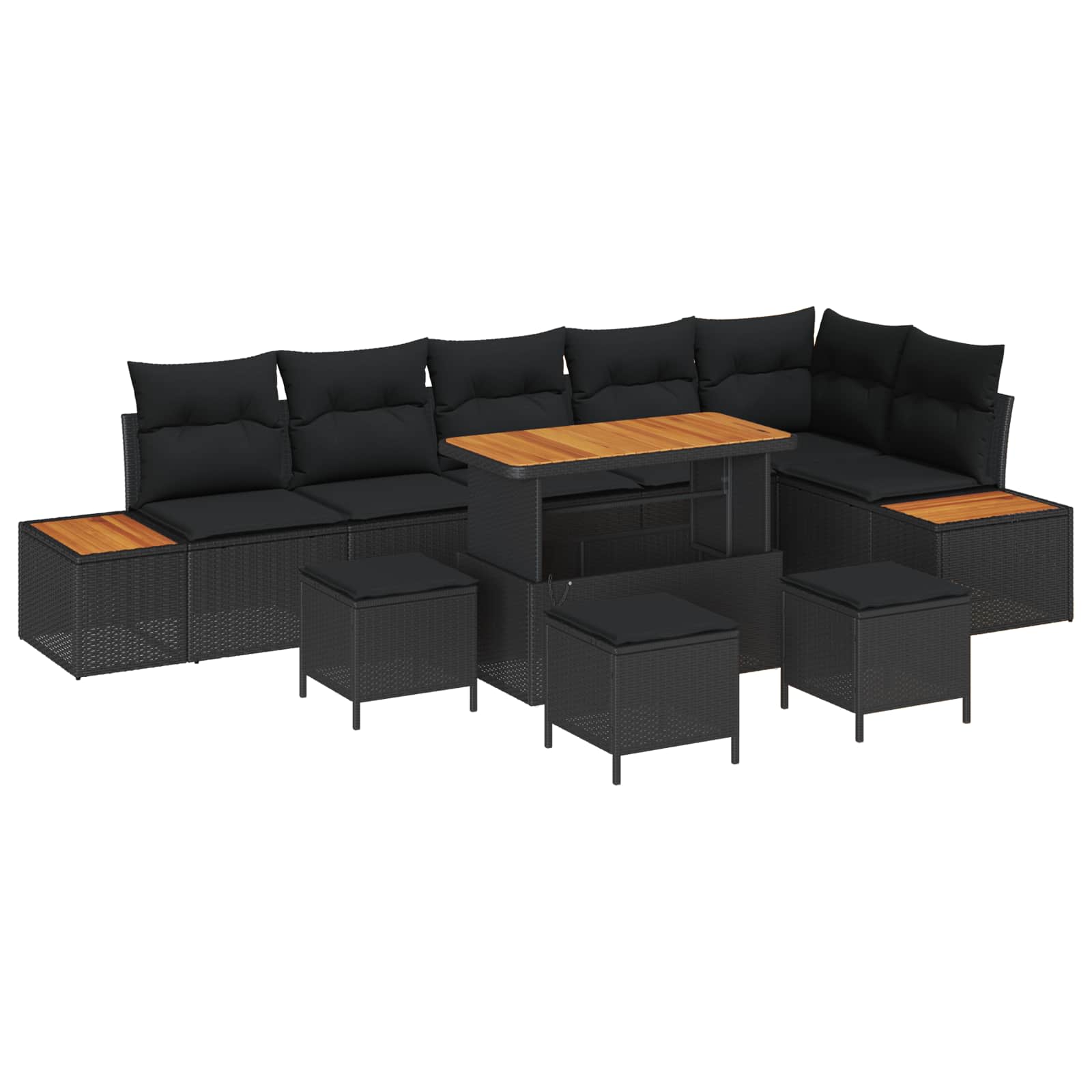 Gartensofa-set mit Kissen 10 pcs Schwarz