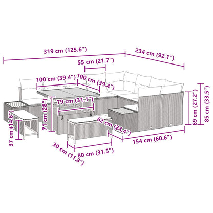 Gartensofa-set 12 stk. 11-Sitzanzahl Schwarz