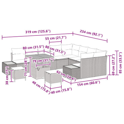 Gartensofa-set 12 stk. 11-Sitzanzahl Schwarz
