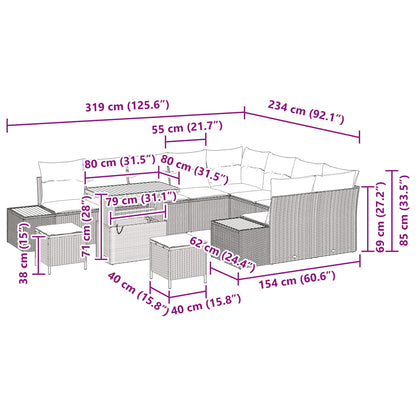 Gartensofa-set 12 stk. 11-Sitzanzahl Schwarz