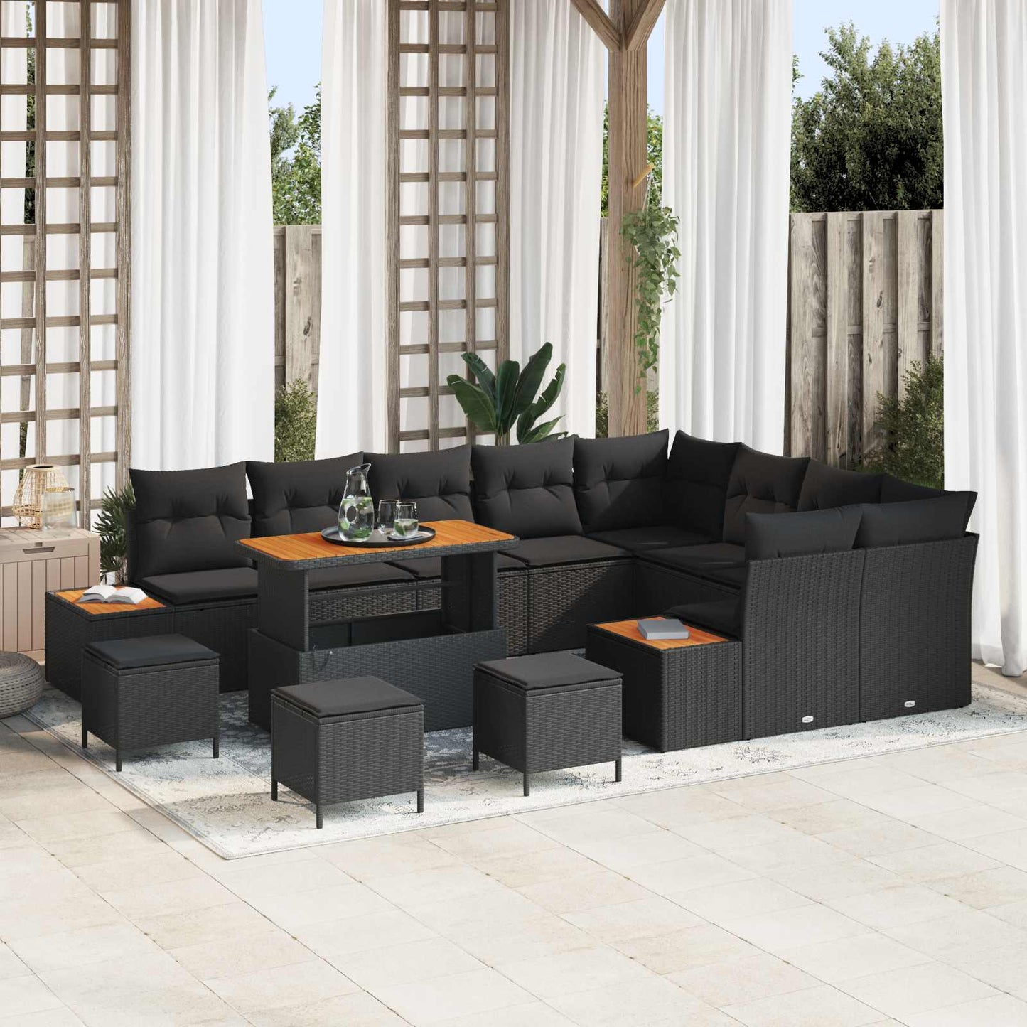 Gartensofa-set 13 stk. 12-Sitzanzahl Schwarz