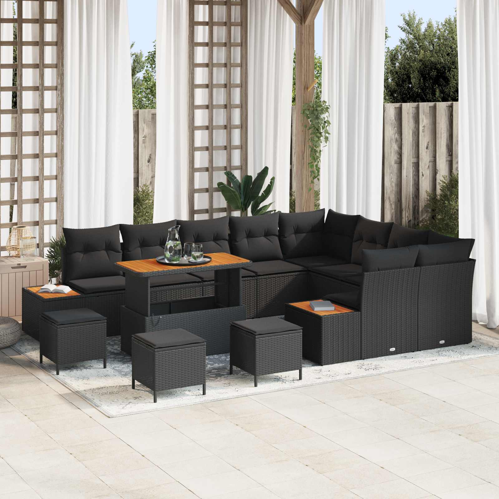 Gartensofa-set 13 stk. 12-Sitzanzahl Schwarz