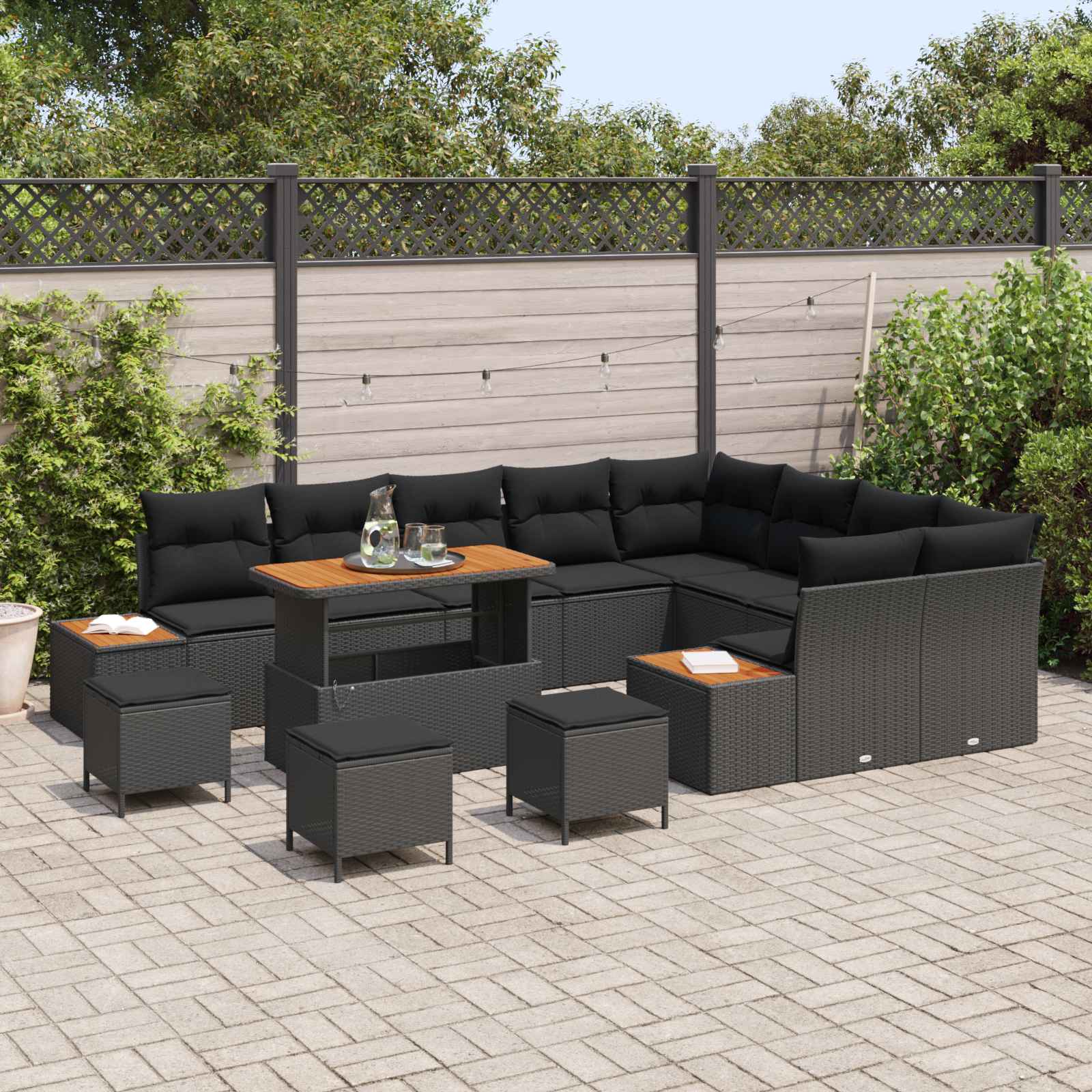 Gartensofa-set 13 stk. 12-Sitzanzahl Schwarz