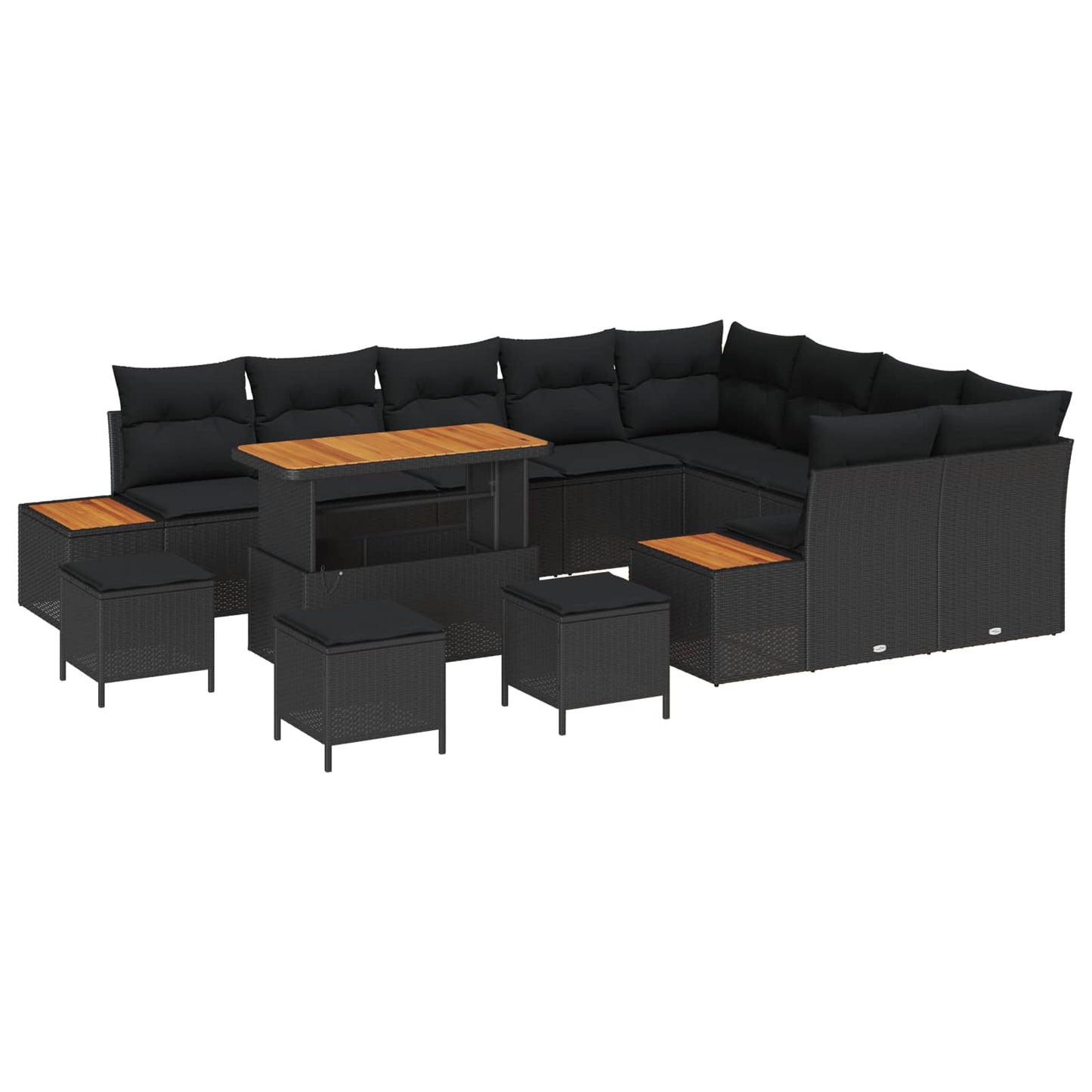 Gartensofa-set 13 stk. 12-Sitzanzahl Schwarz