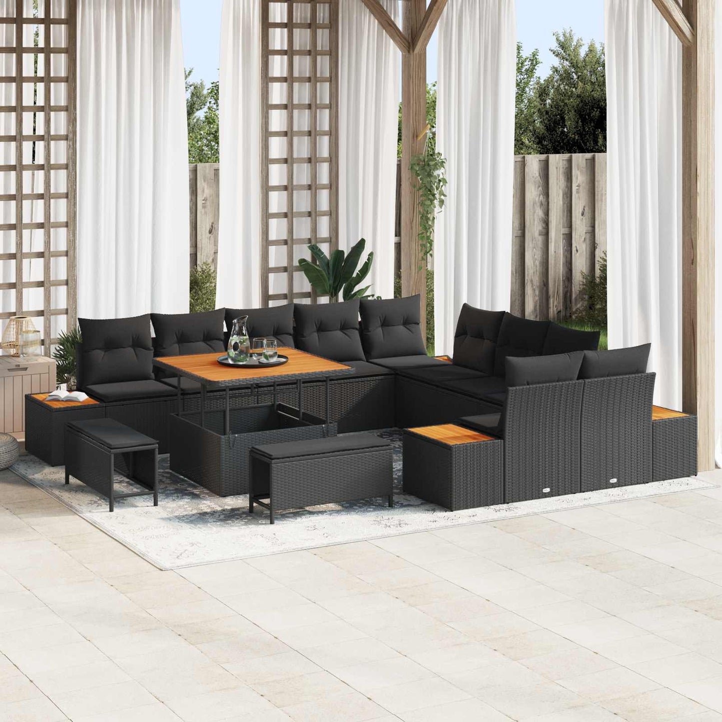 Gartensofa-set 13 stk. 12-Sitzanzahl Schwarz