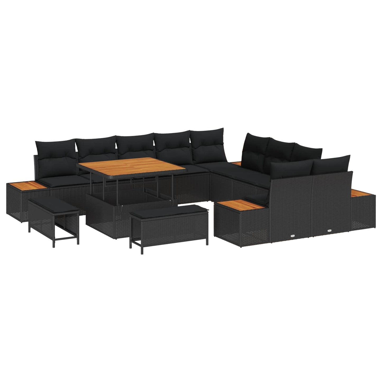 Gartensofa-set 13 stk. 12-Sitzanzahl Schwarz