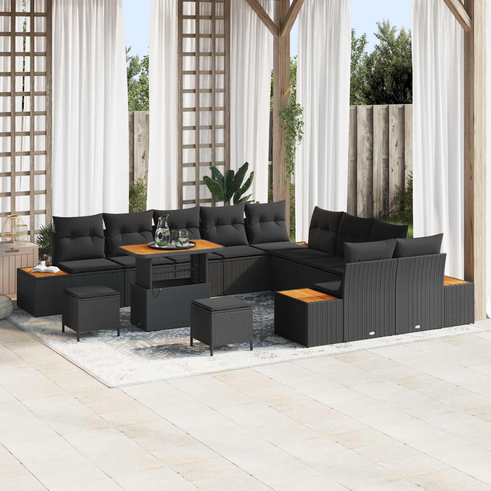 Gartensofa-set 13 stk. 12-Sitzanzahl Schwarz