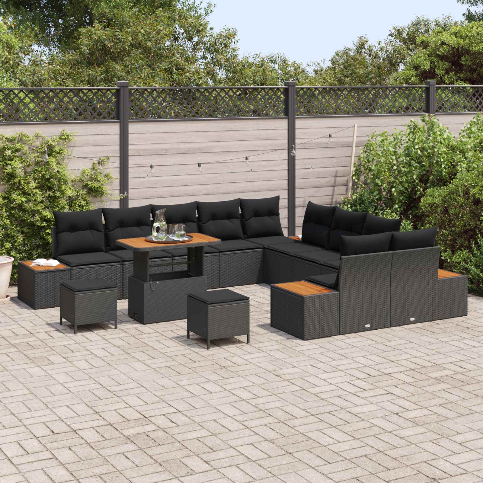 Gartensofa-set 13 stk. 12-Sitzanzahl Schwarz