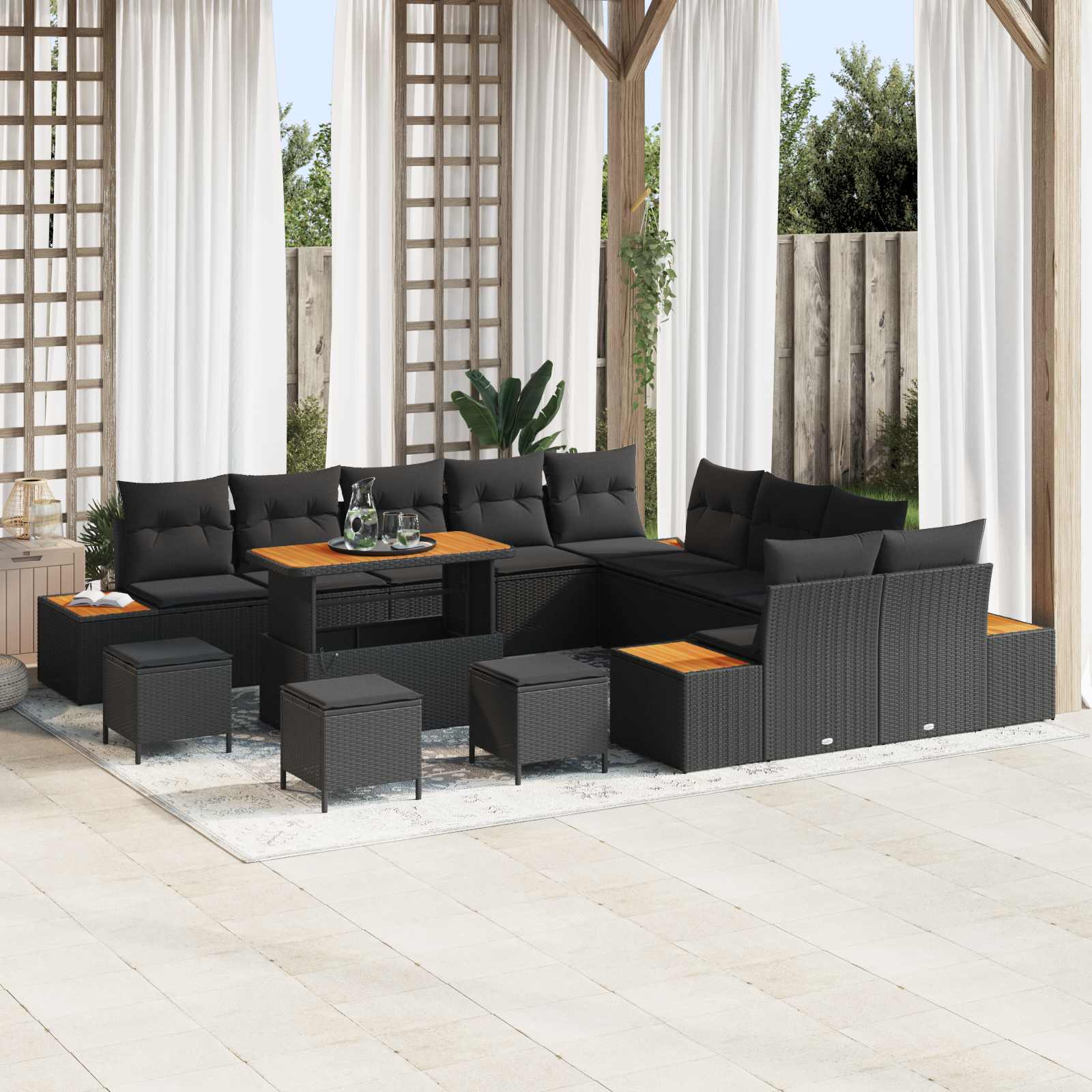 Gartensofa-set 14 stk. 13-Sitzanzahl Schwarz