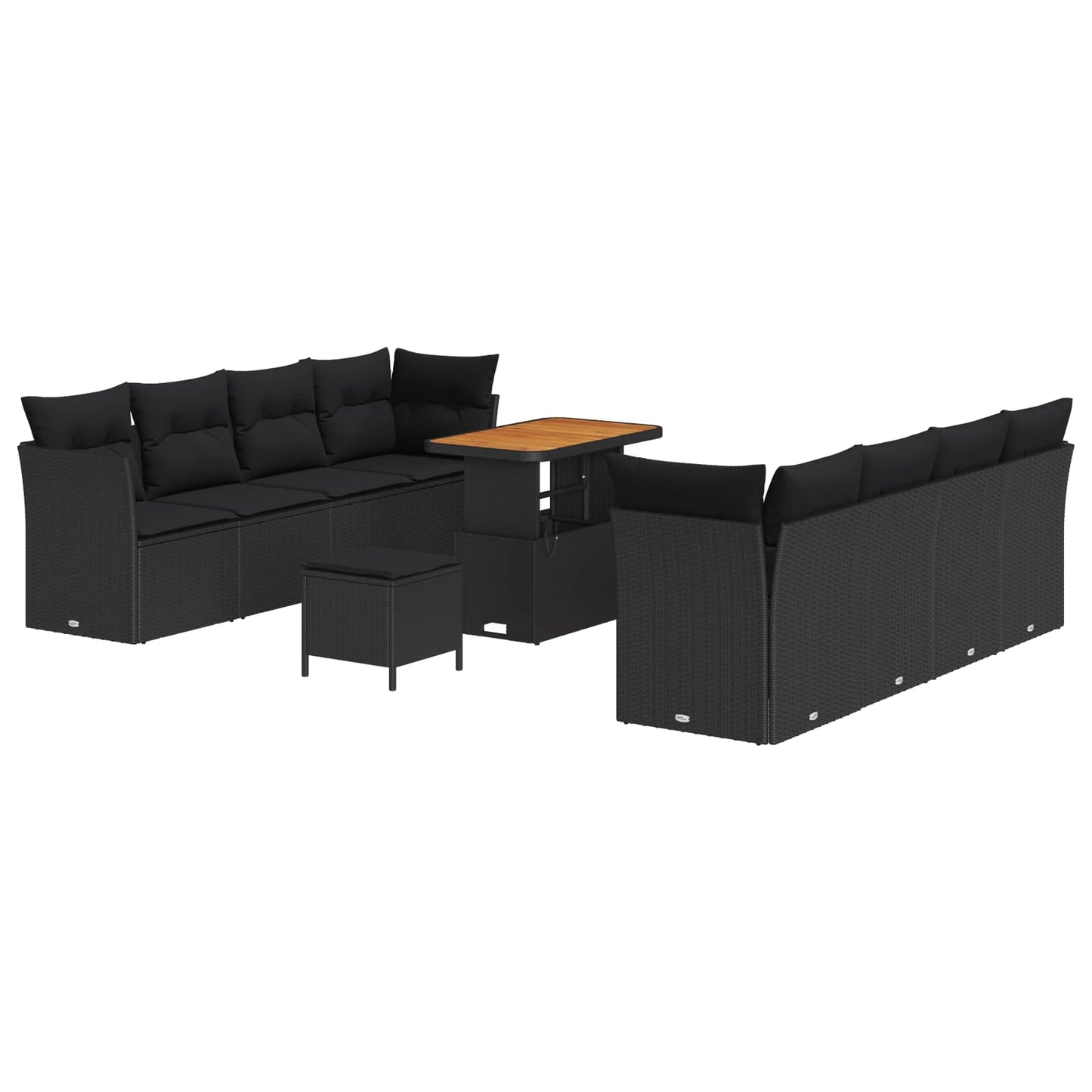 Gartensofa-set 11 stk. 8-Sitzanzahl Schwarz Poly-Rattan