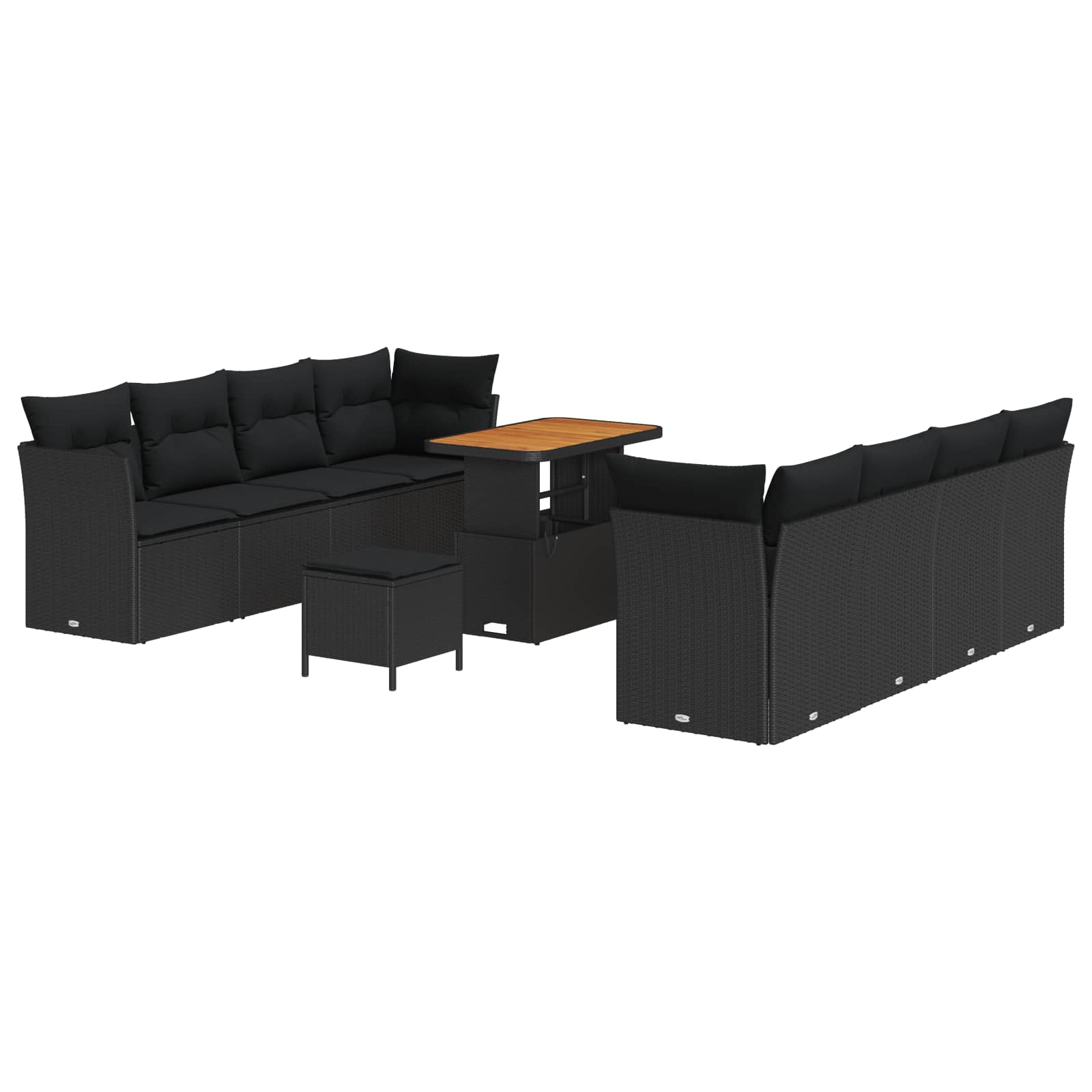 Gartensofa-set 11 stk. 8-Sitzanzahl Schwarz Poly-Rattan