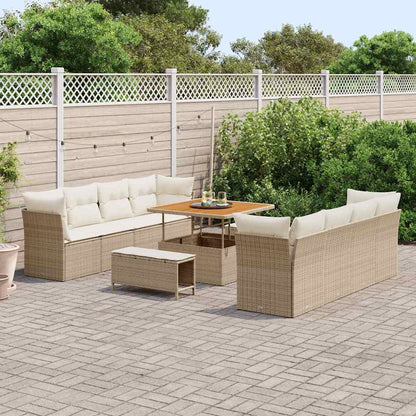 Gartensofa-set 11 stk. 8-Sitzer Beige und Creme Poly-Rattan