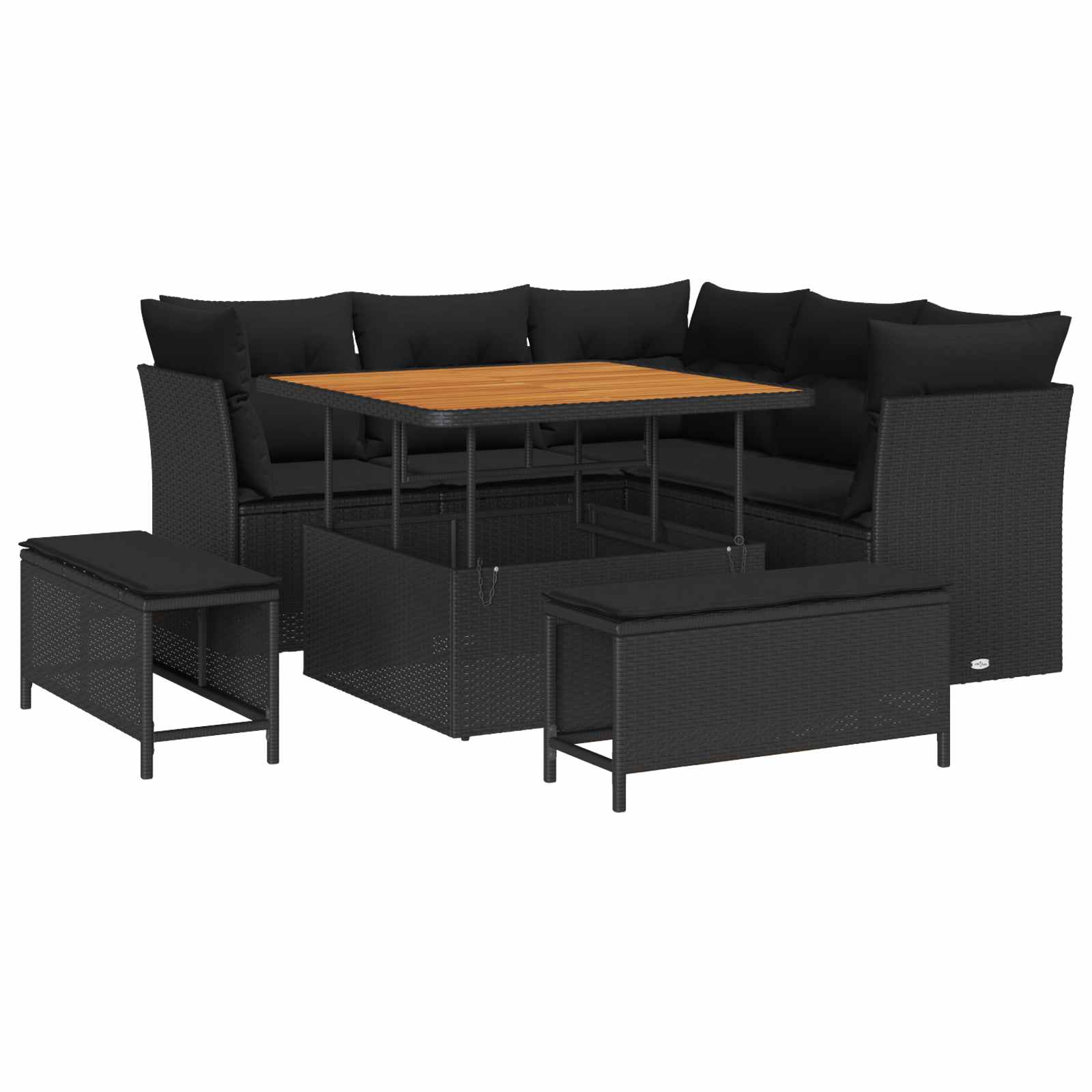 Gartensofa-set 8 stk. 5-Sitzanzahl Schwarz Poly-Rattan