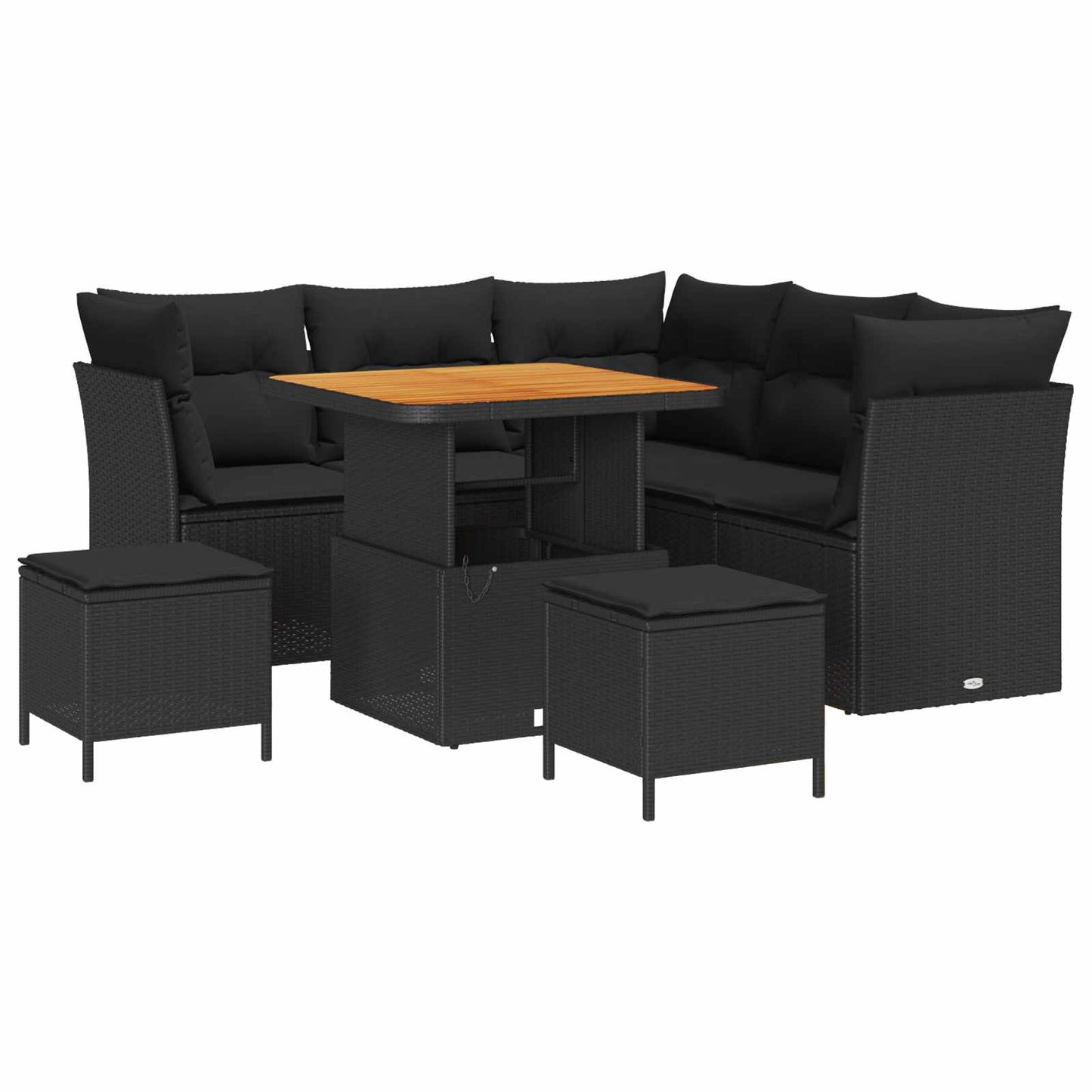 Garten-Sofa-Set mit Kissen mit Speicher 8 pcs Schwarz