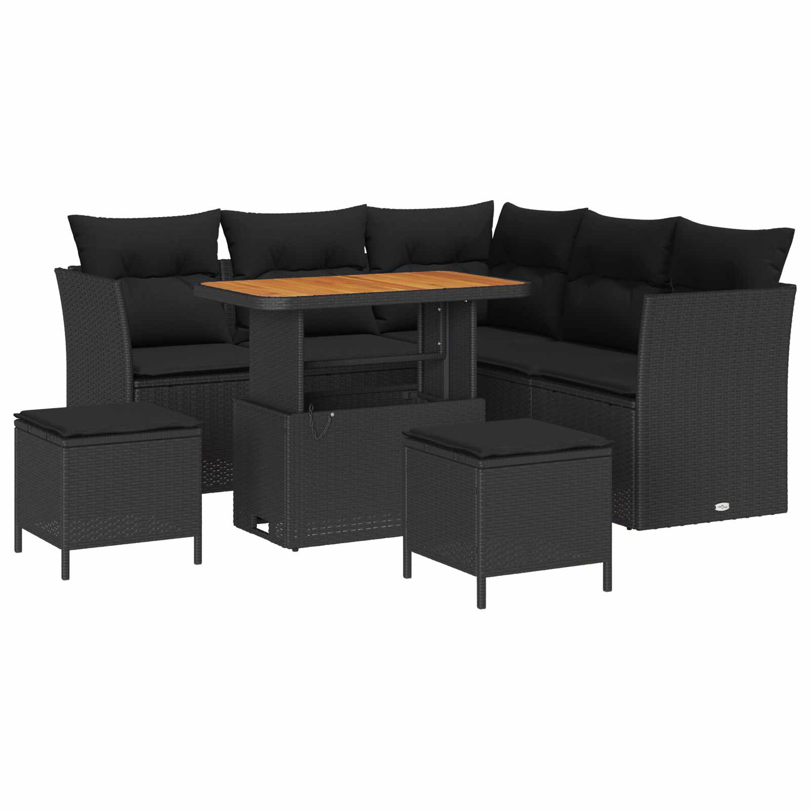 Garten-Sofa-Set mit Kissen mit Speicher 8 pcs Schwarz