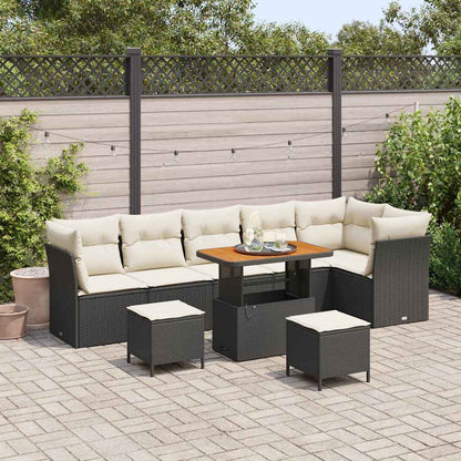 Garten-Sofa-Set 9 stk. 6-Sitzanzahl Schwarz und Creme