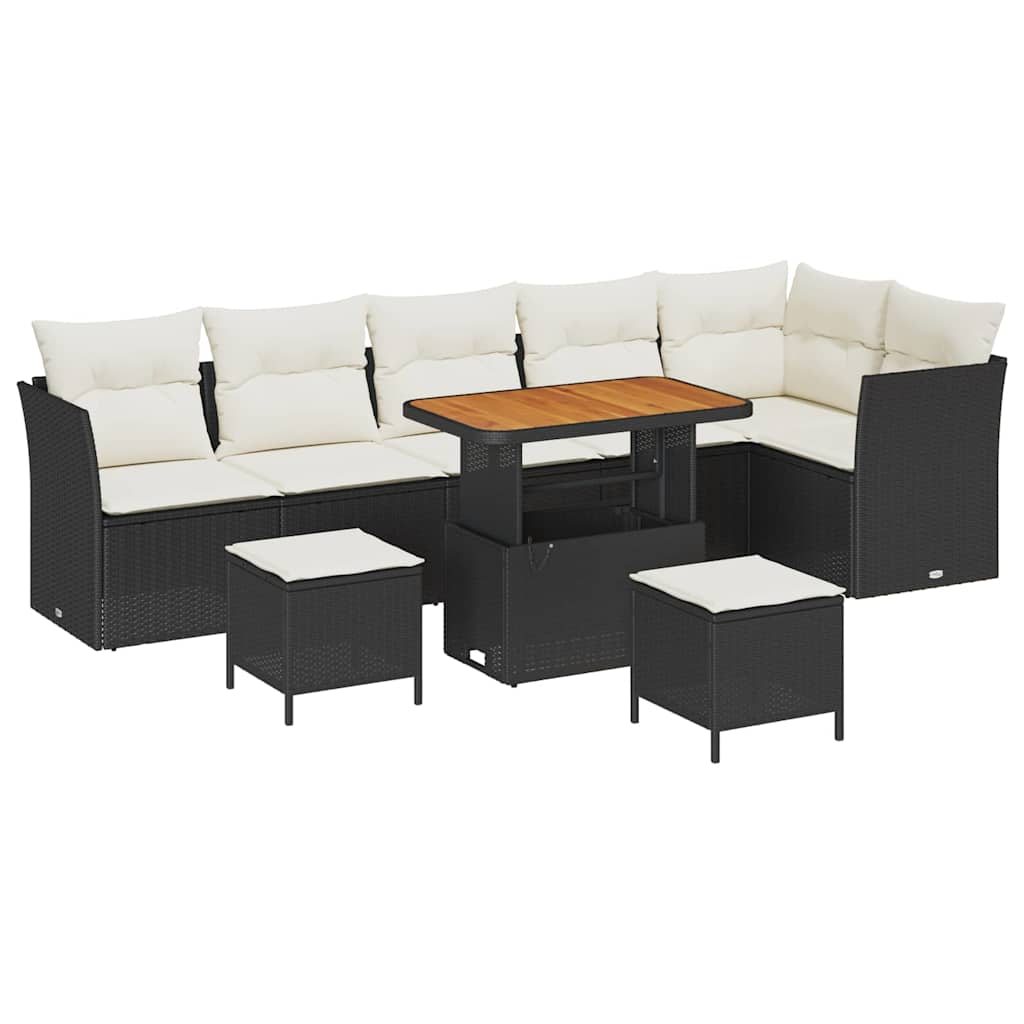 Garten-Sofa-Set 9 stk. 6-Sitzanzahl Schwarz und Creme