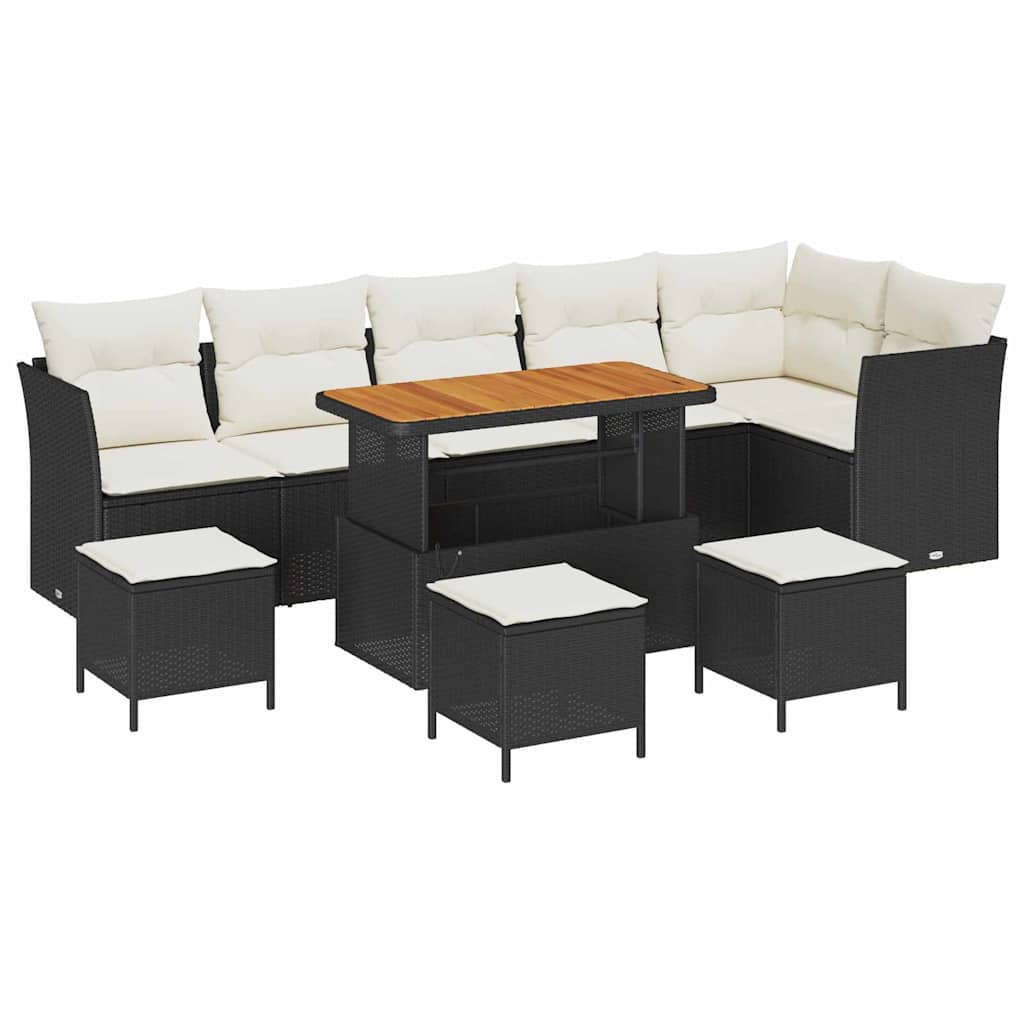 Garten-Sofa-Set 10 stk. 6-Sitzanzahl Schwarz und Creme