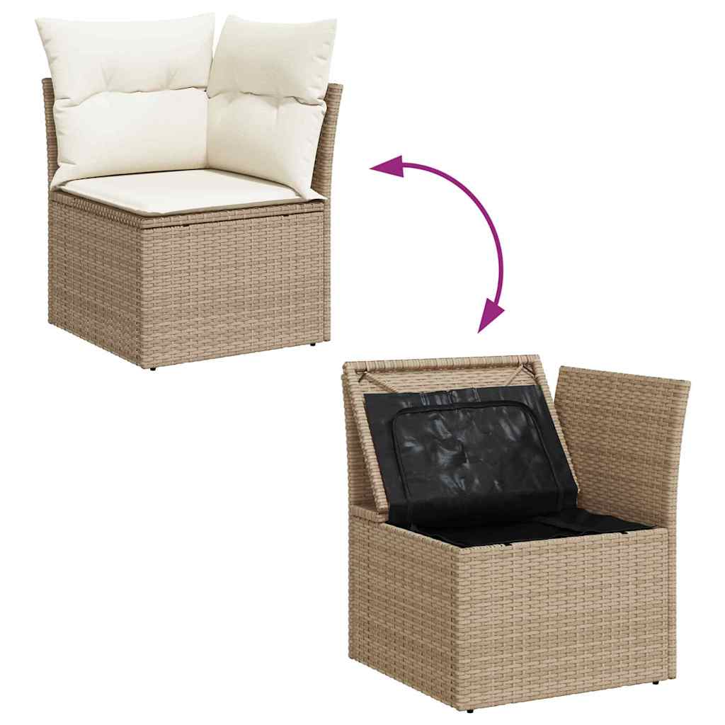 Gartensofa-set 12 Stk. 9-Sitzanzahl Beige und Creme Poly-Rattan