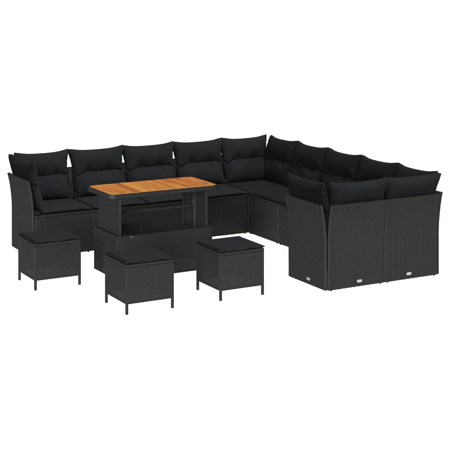 Gartensofa-set 14 stk. Schwarz Poly-Rattan