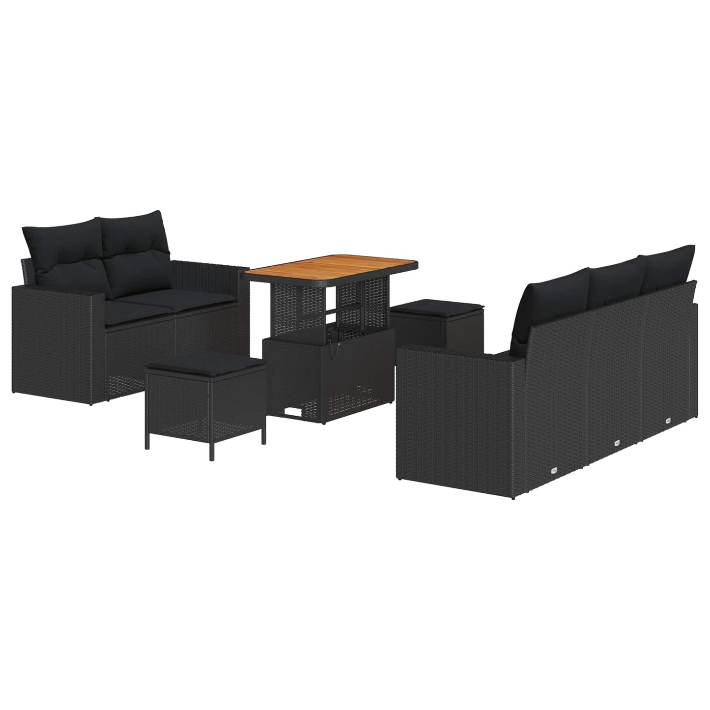 Gartensofa-set 8 stk. 5-Sitzanzahl Schwarz Poly-Rattan