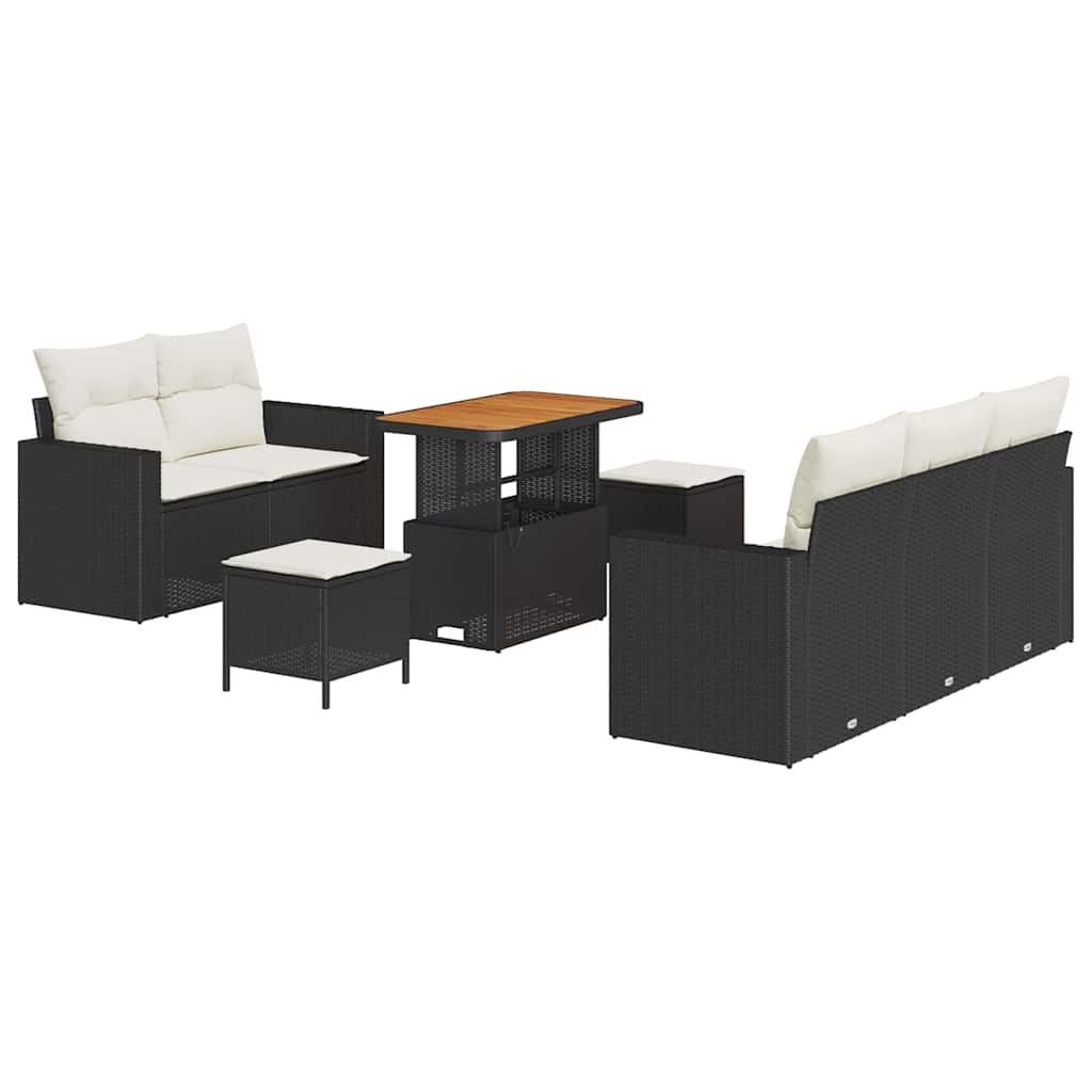 Gartensofa-set 8 stk. 5-Sitzanzahl Schwarz und Creme