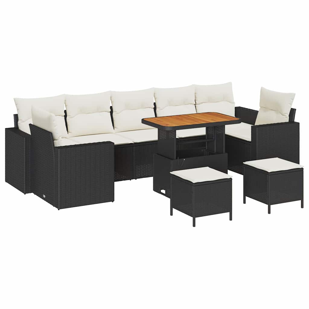 Gartensofa-set mit Kissen 13 pcs Beige und Creme Poly-Rattan
