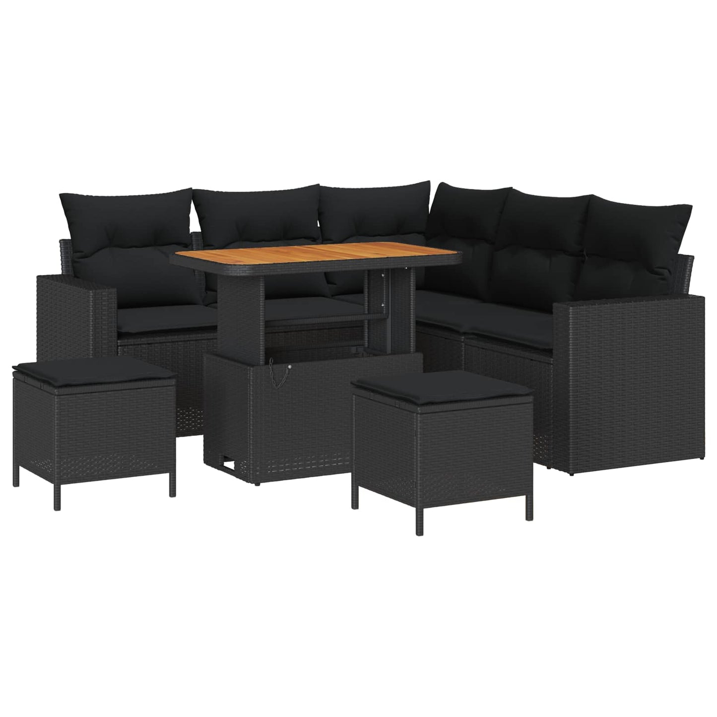Gartensofa-set 9 stk. 6-Sitzanzahl Schwarz Poly-Rattan