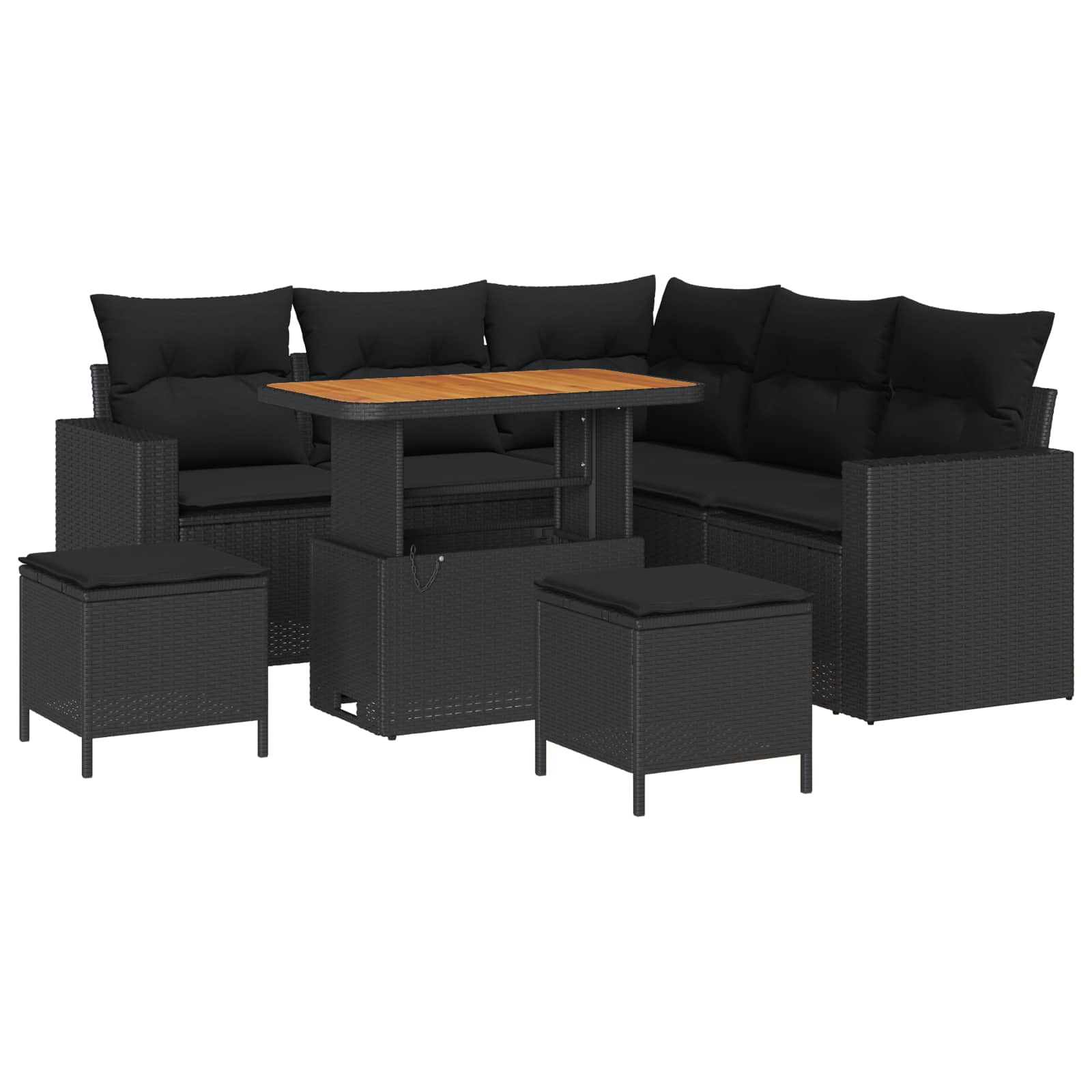 Gartensofa-set 9 stk. 6-Sitzanzahl Schwarz Poly-Rattan