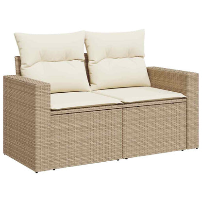Gartensofa-set 10 Stk. 7-Sitzanzahl Beige und Creme Poly-Rattan