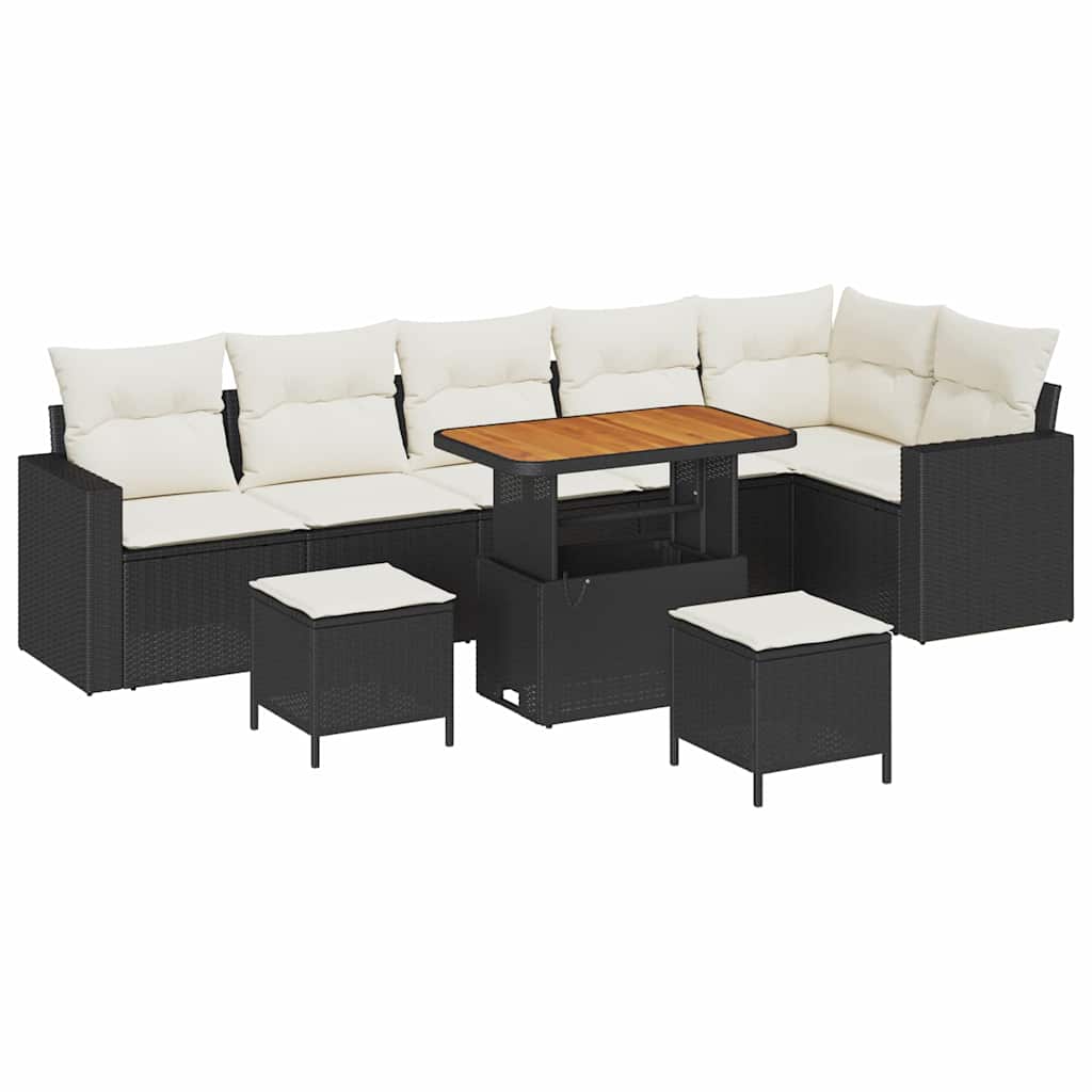 Gartensofa-set 11 stk. 7-Sitzanzahl Schwarz und Creme