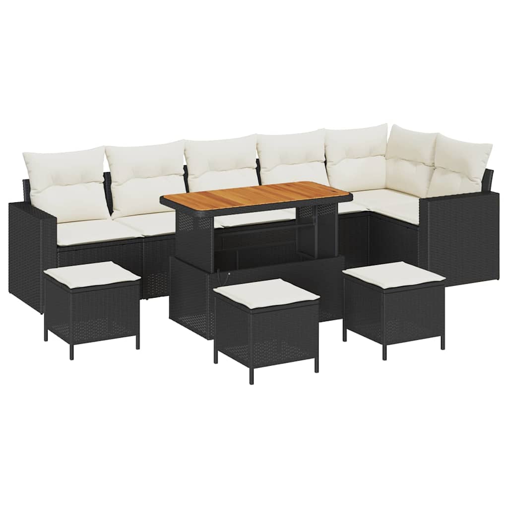 Gartensofa-set 12 stk. 8-Sitzanzahl Schwarz und Creme