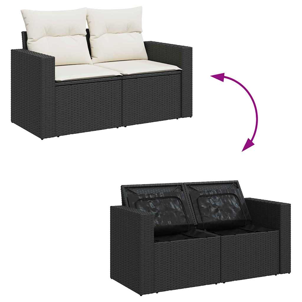 Gartensofa-set 12 stk. 8-Sitzanzahl Schwarz und Creme