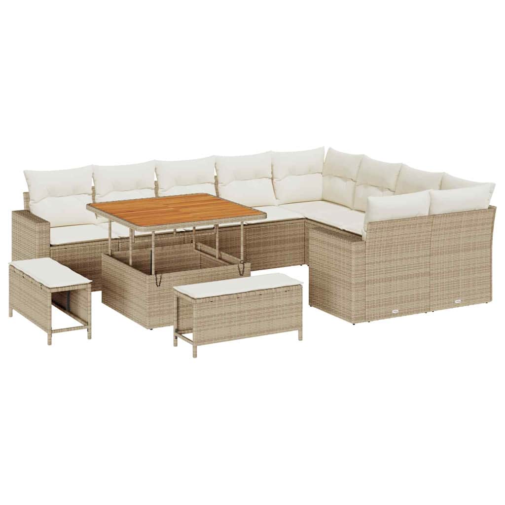 Gartensofa-set 13 Stk. 12-Sitzanzahl Beige und Creme