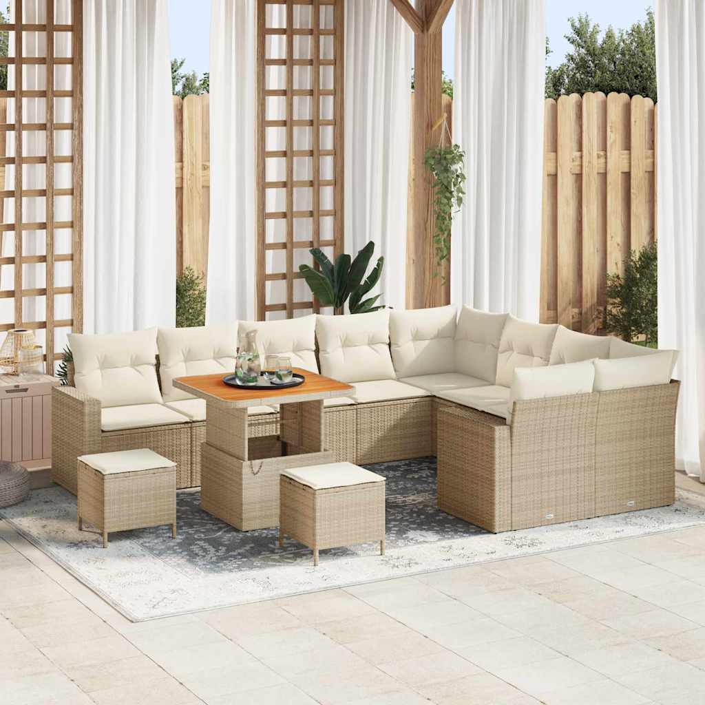 Gartensofa-set 13 Stk. 10-Sitzanzahl Beige und Creme