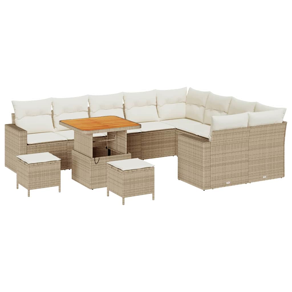Gartensofa-set 13 Stk. 10-Sitzanzahl Beige und Creme