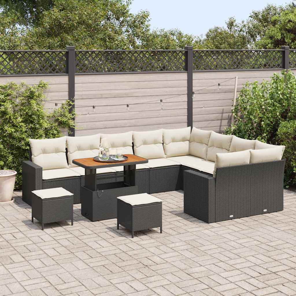 Gartensofa-set 13 stk. 10-Sitzanzahl Schwarz und Creme