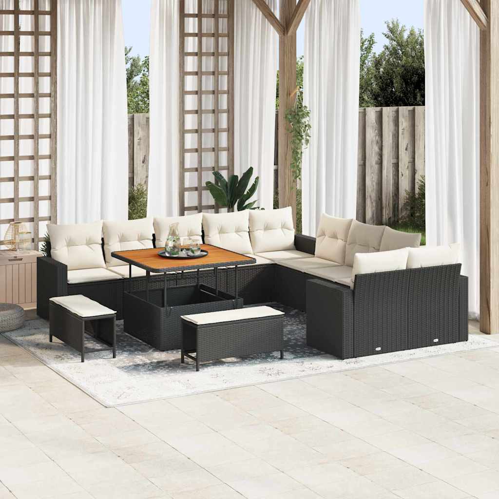 Gartensofa-set 17 stk. 12-Sitzanzahl Schwarz und Creme
