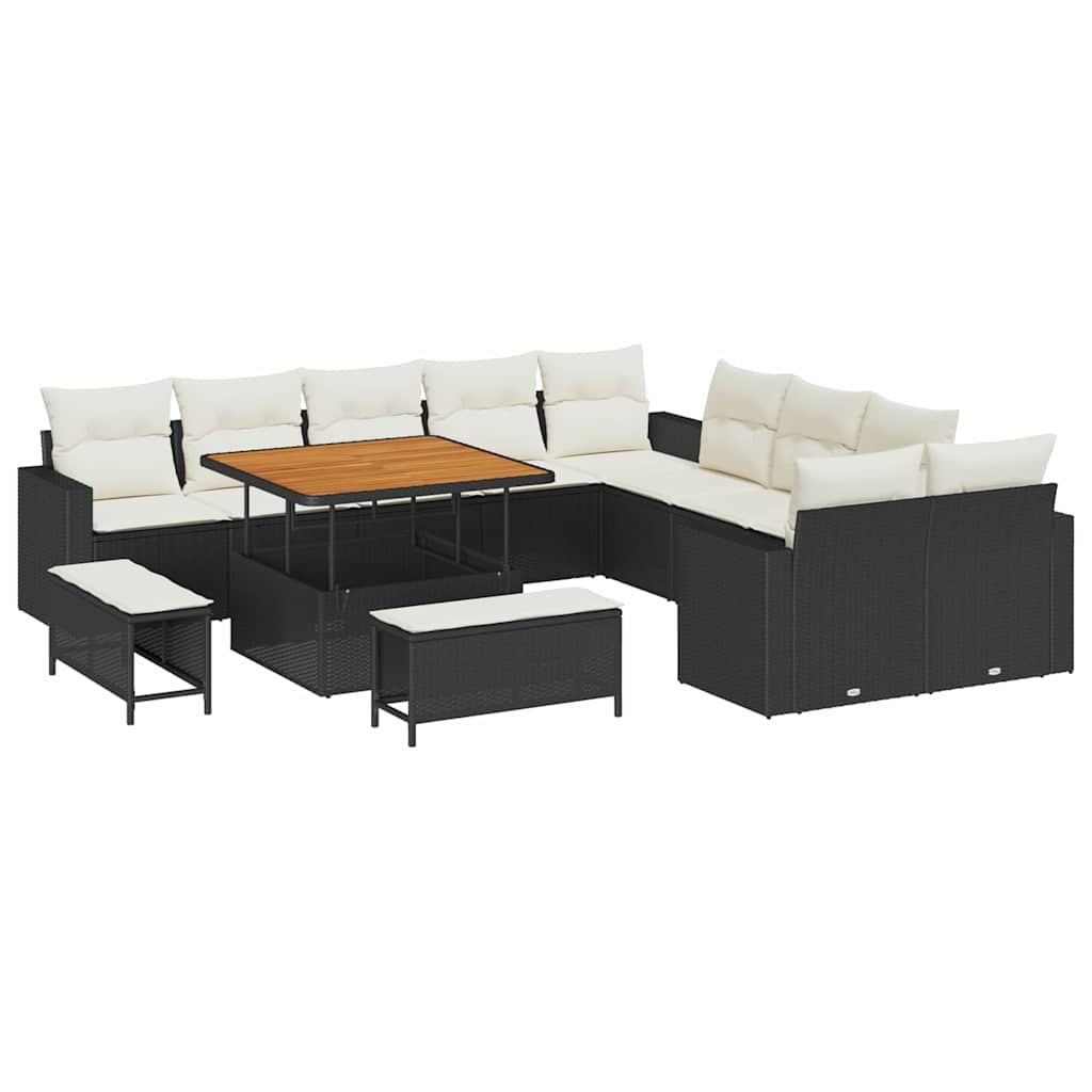 Gartensofa-set 17 stk. 12-Sitzanzahl Schwarz und Creme
